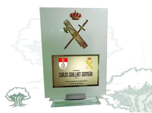 Placa Guardia Civil de cristal con base