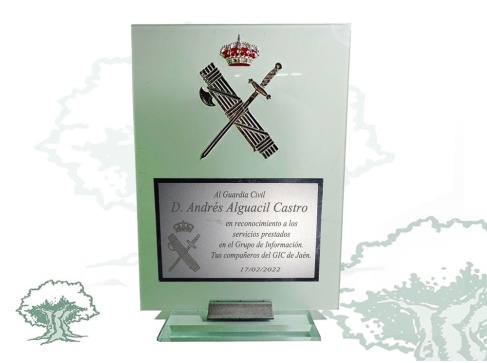 Placa Guardia Civil de cristal con base