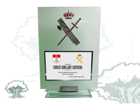 Placa Guardia Civil de cristal con base