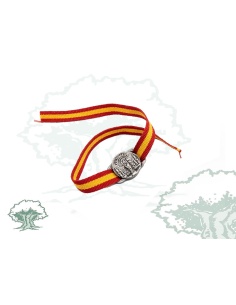 Pulsera Virgen del Pilar España de tela con chapa 2