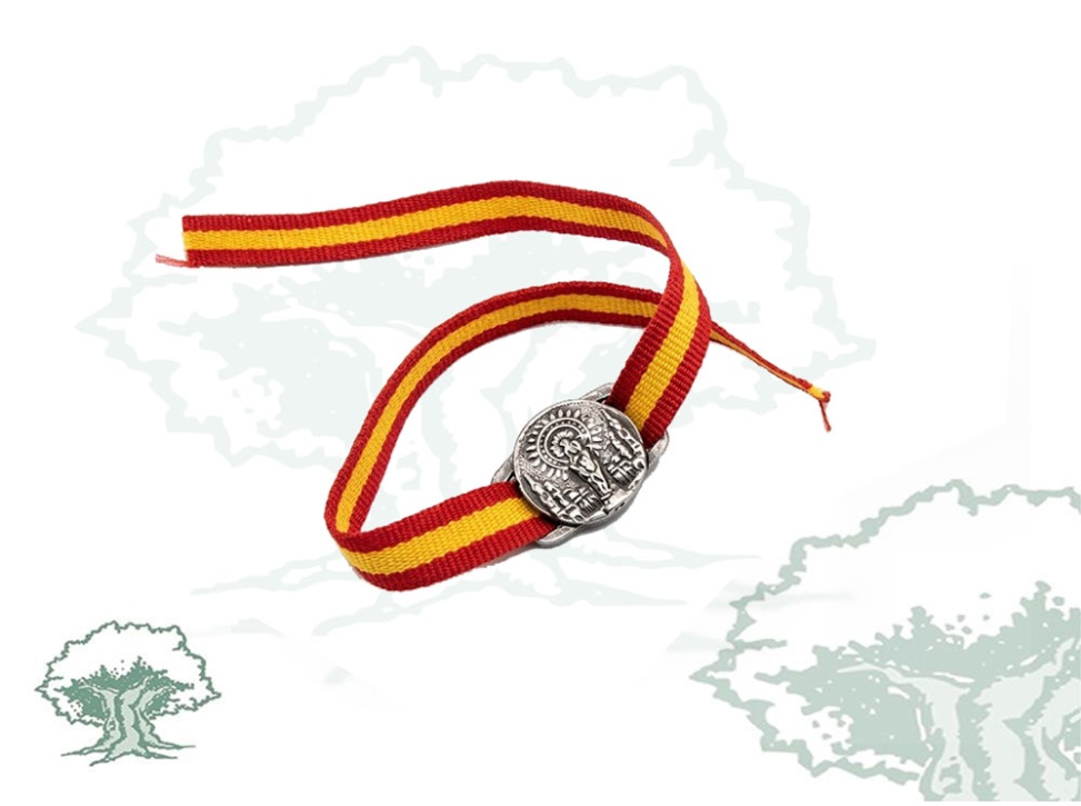 Pulsera Virgen del Pilar España de tela con chapa
