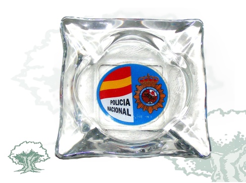 Cenicero Policía Nacional de cristal