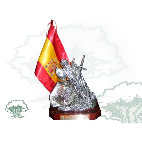 Alegoría Guardia Civil bañada en plata con bandera de España