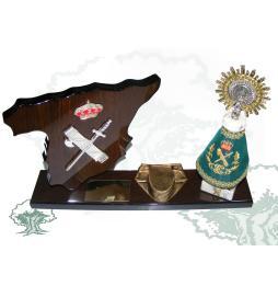 Metopa de escritorio Guardia Civil con Virgen del Pilar y tricornio
