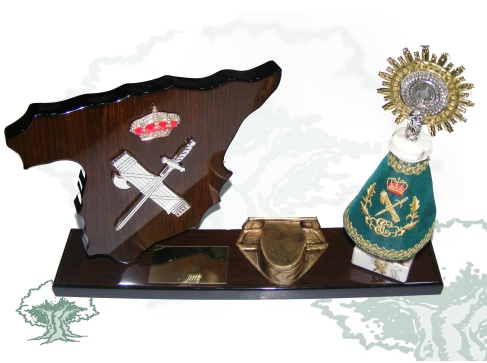 Metopa de escritorio Guardia Civil con Virgen del Pilar y tricornio
