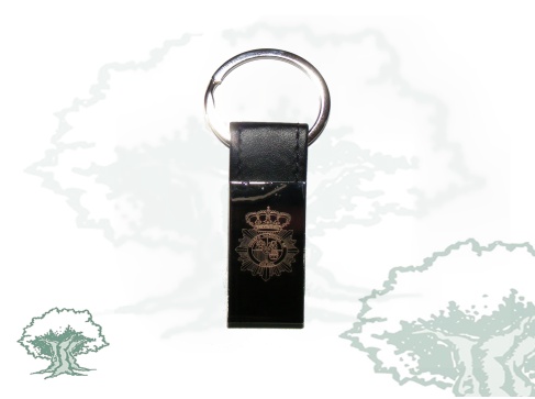 Llavero Policía Nacional cuero y metal rectangular