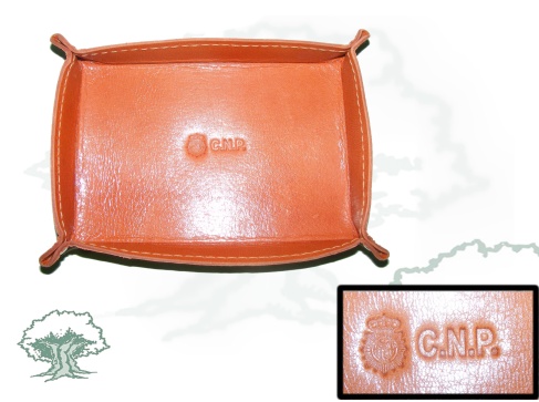 Vacia bolsillos Policía Nacional de cuero