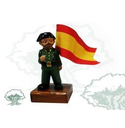 Figura Guardia Civil de barro con bandera de España