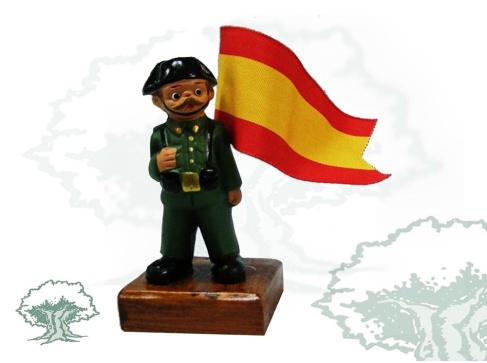 Figura Guardia Civil de barro con bandera de España