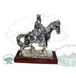 Figura Guardia Civil en caballo de cuello recto bañada en plata