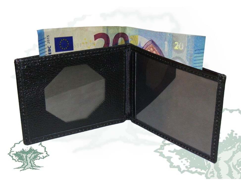 Cartera billetera Guardia Civil simple rugosa para chapa octogonal
