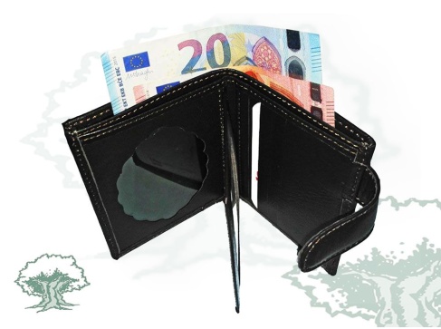 Cartera vertical con chapa con bandera de España