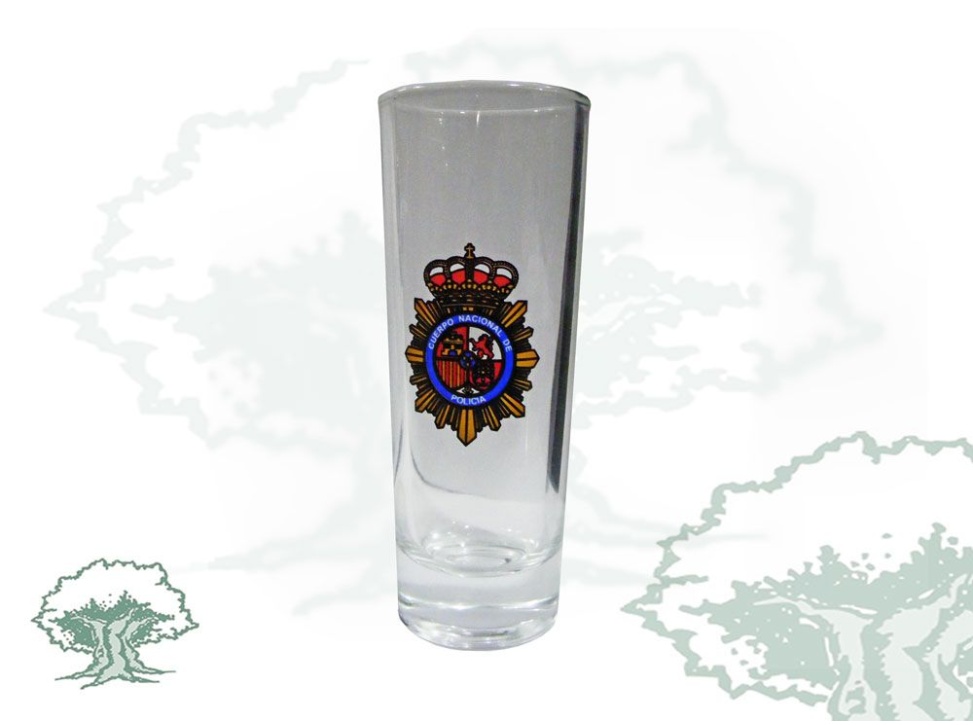 Chupito Policía Nacional de cristal largo