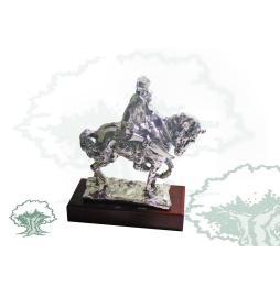 Figura Guardia Civil en caballo de cuello torcido bañada en plata pequeña