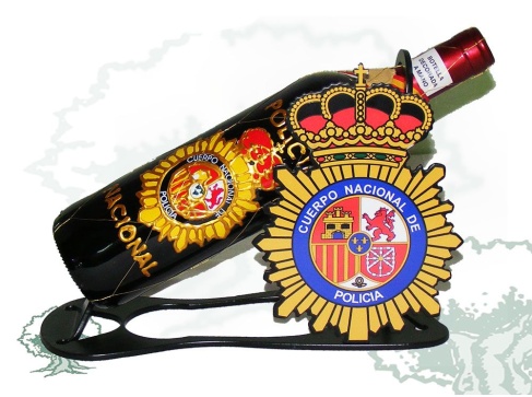 Porta vino Policía Nacional de forja